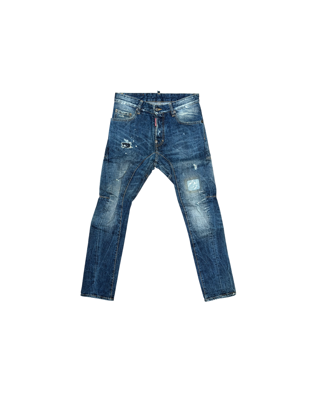 Dsquared2 Tidy Biker Jeans Distressed Blue Patch Splatters