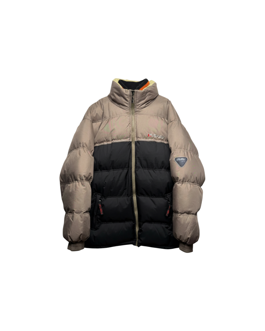 FUBU Oversized Puffer Jacket Beige Black