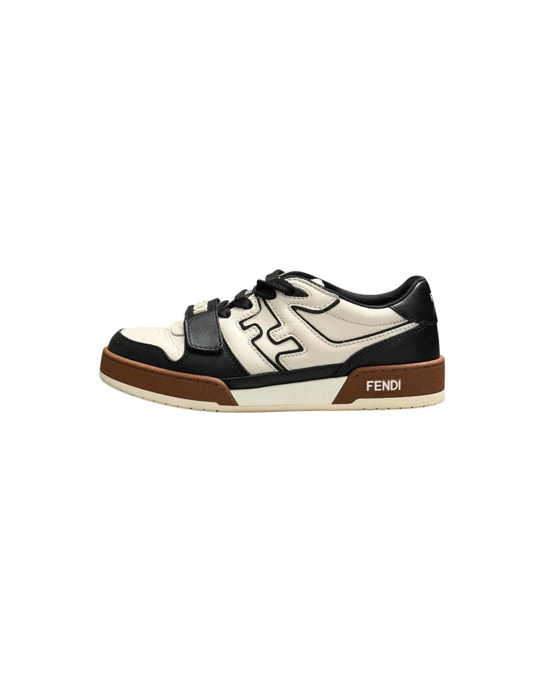 Fendi Match Sneakers White Black Brown Leather