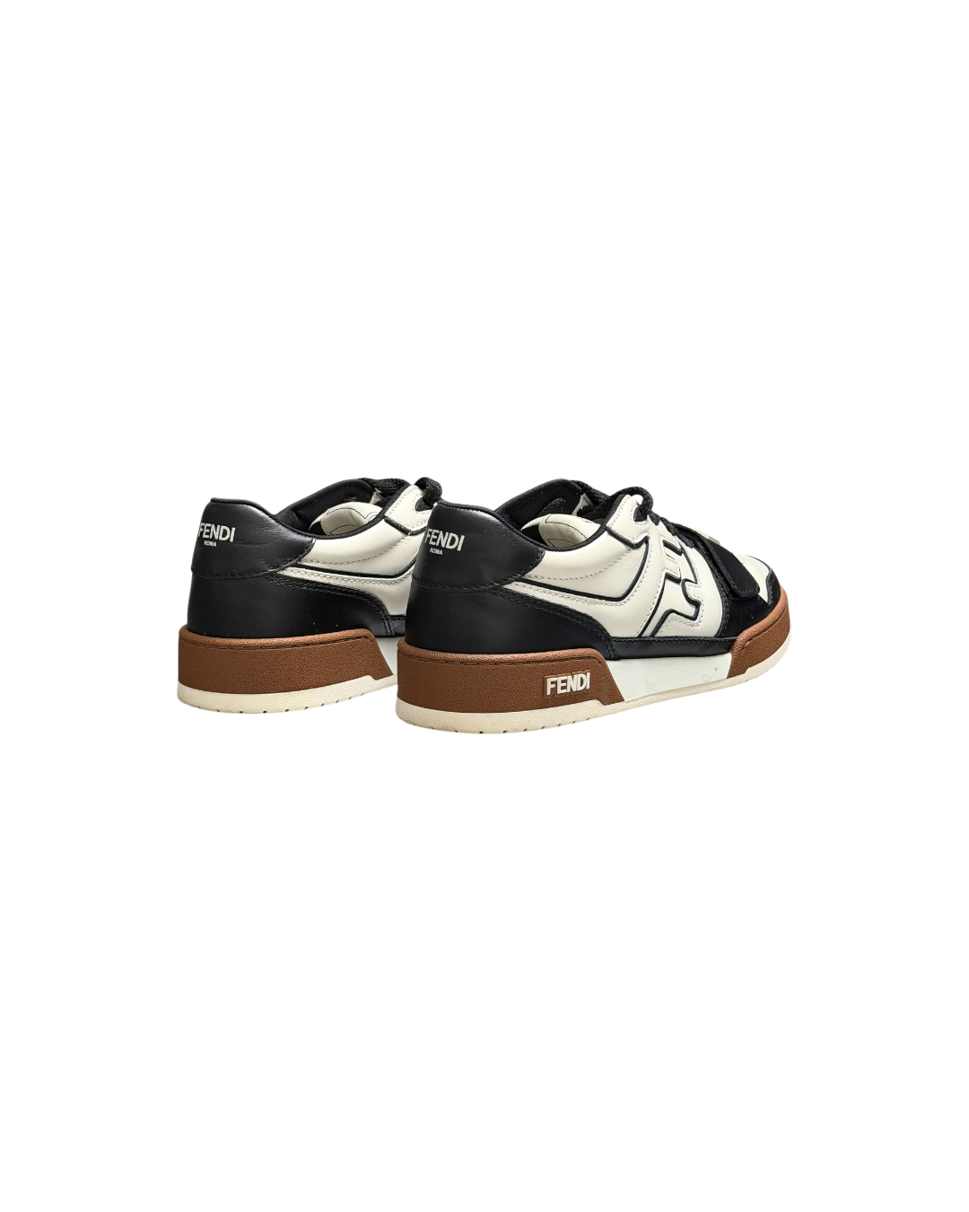 Fendi Match Sneakers White Black Brown Leather