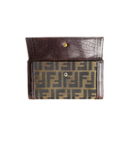Fendi Spy Continental Wallet Brown Leather Canvas
