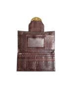Fendi Spy Continental Wallet Brown Leather Canvas