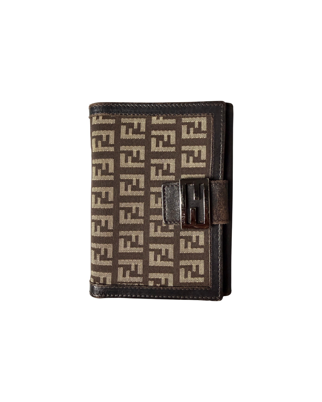 Fendi Zucchino FF Logo Compact Wallet Brown