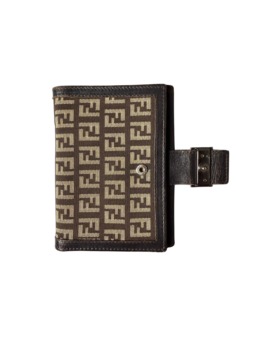 Fendi Zucchino FF Logo Compact Wallet Brown