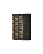 Fendi Zucchino FF Logo Compact Wallet Brown