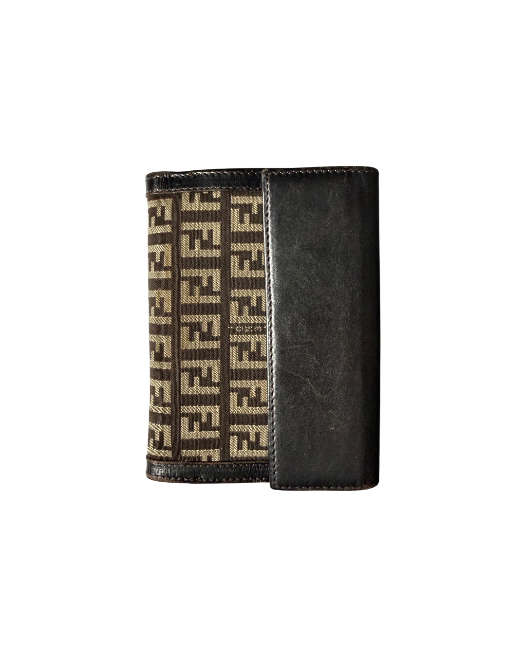 Fendi Zucchino FF Logo Compact Wallet Brown