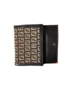 Fendi Zucchino FF Logo Compact Wallet Brown