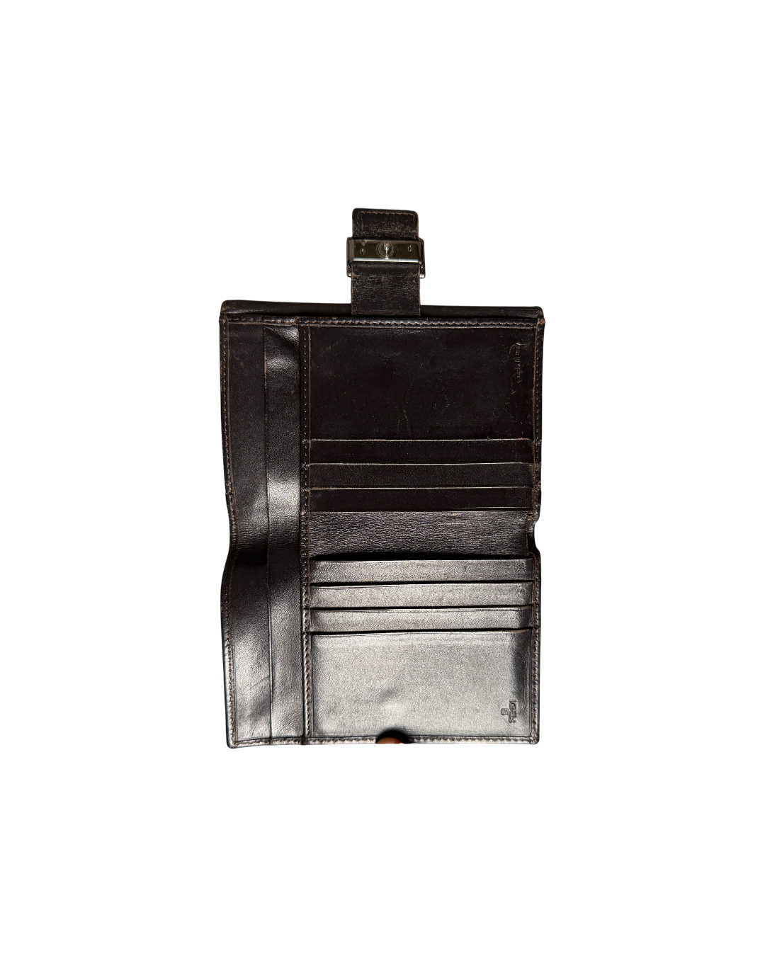 Fendi Zucchino FF Logo Compact Wallet Brown