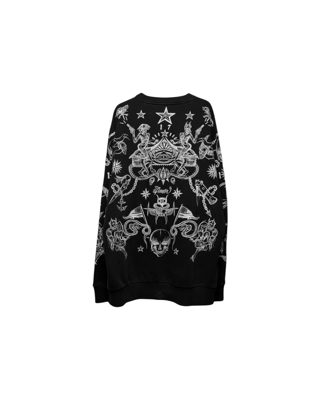 Givenchy 2017 Poder Del Amor Tattoo Crewneck Black