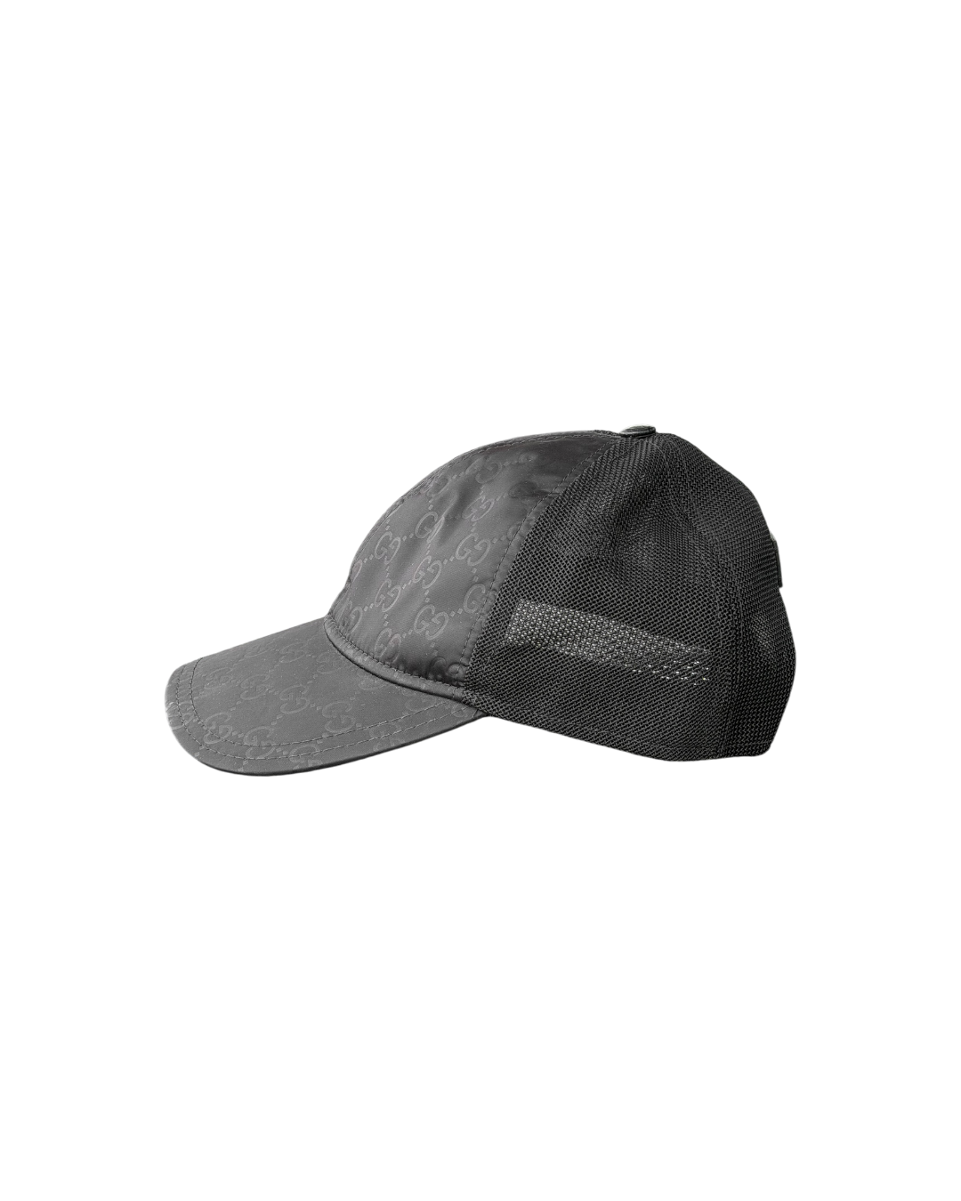 Gucci GG Black Monogram Nylon Mesh Baseball Cap