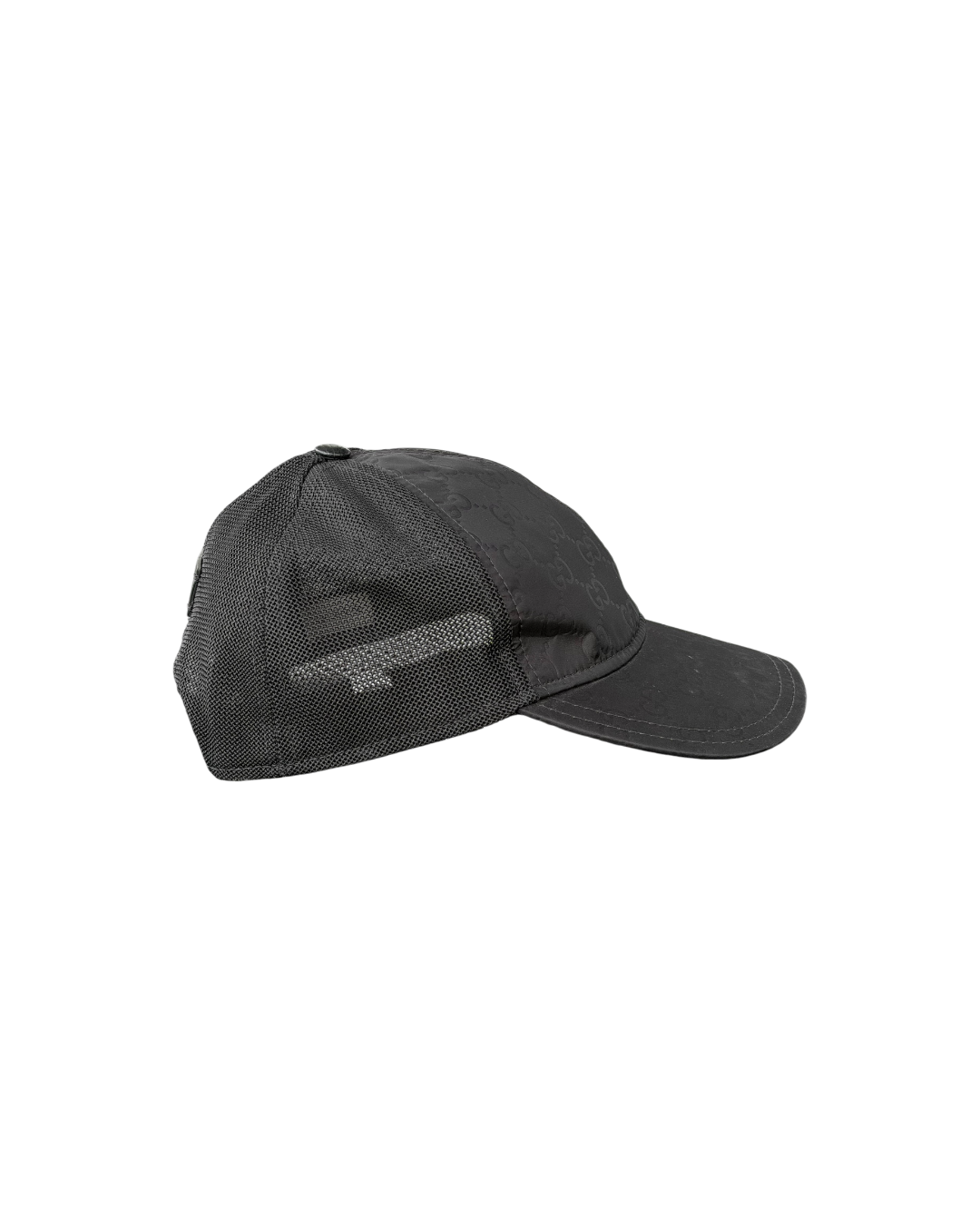 Gucci GG Black Monogram Nylon Mesh Baseball Cap