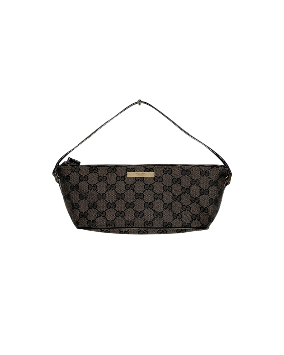 Gucci GG Canvas Boat Pochette Beige Black