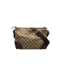 Gucci GG Canvas Shoulder Bag Beige Leather Corner