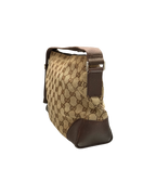 Gucci GG Canvas Shoulder Bag Beige Leather Corner