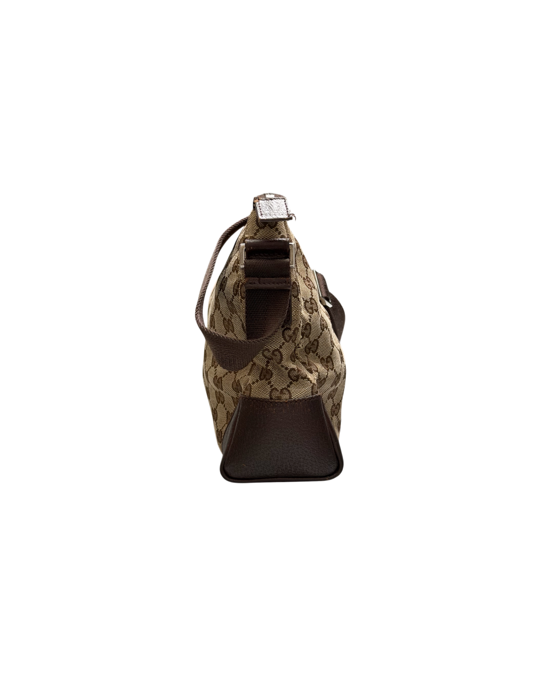 Gucci GG Canvas Shoulder Bag Beige Leather Corner