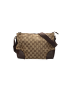 Gucci GG Canvas Shoulder Bag Beige Leather Corner