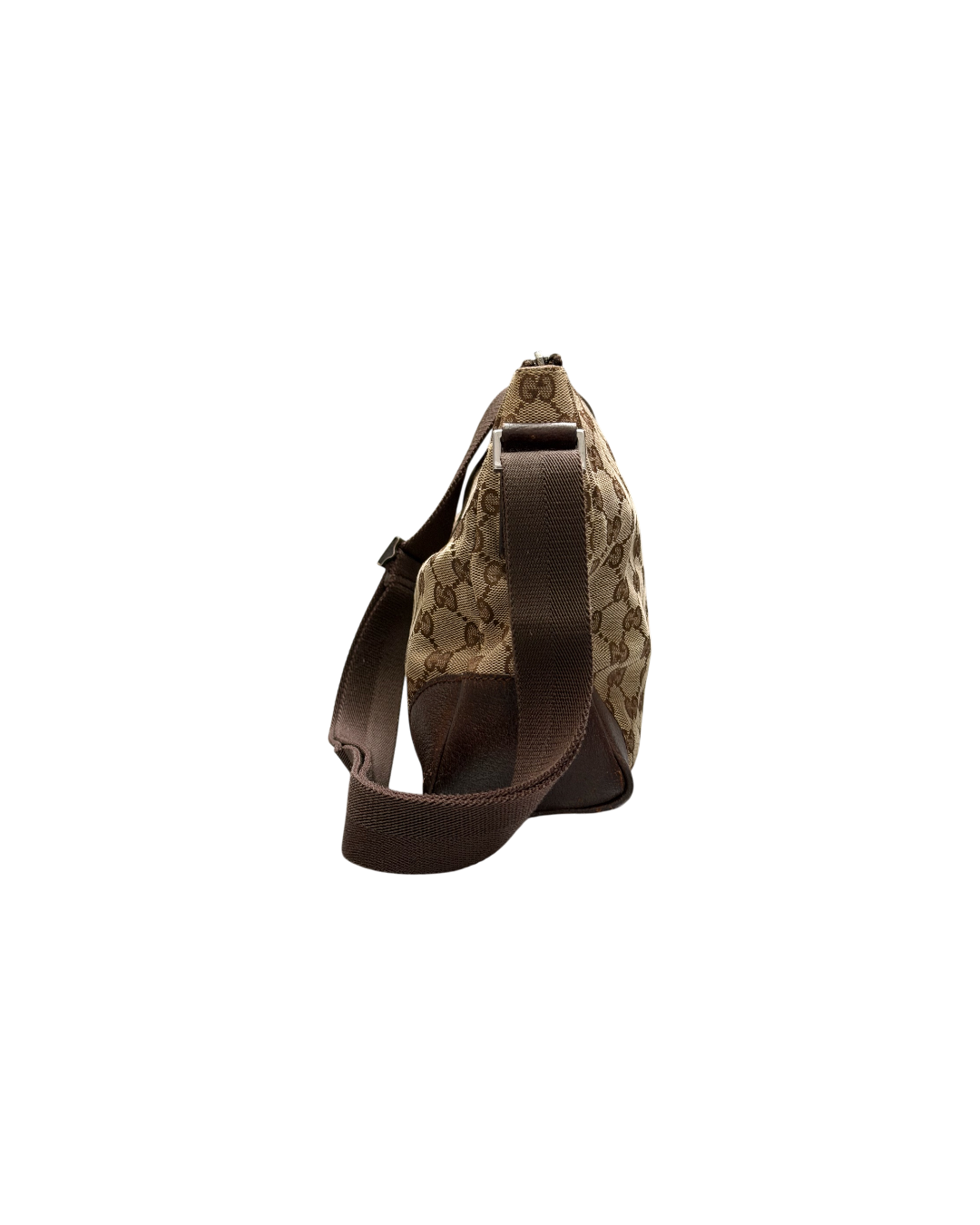 Gucci GG Canvas Shoulder Bag Beige Leather Corner