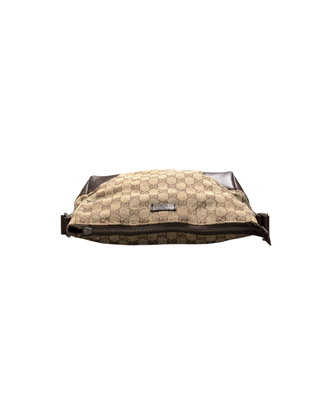 Gucci GG Canvas Shoulder Bag Beige Leather Corner