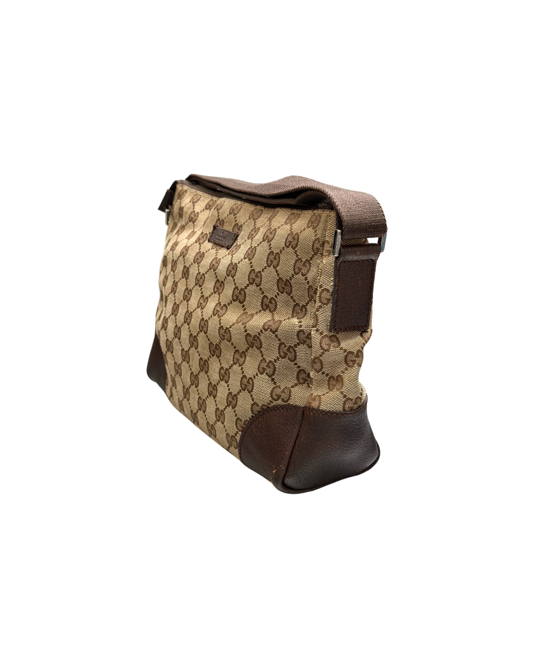 Gucci GG Canvas Shoulder Bag Beige Leather Corner