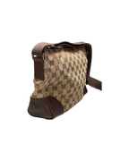 Gucci GG Canvas Shoulder Bag Beige Leather Corner