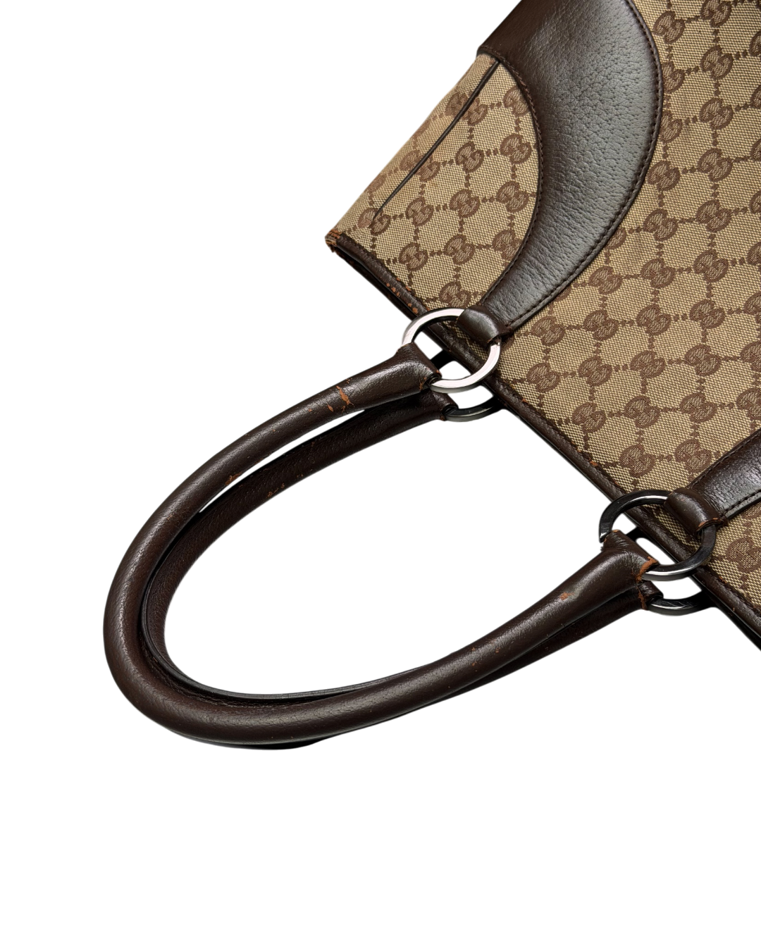 Gucci GG Canvas Tote Bag Neutrals Tote Beige Brown Leather