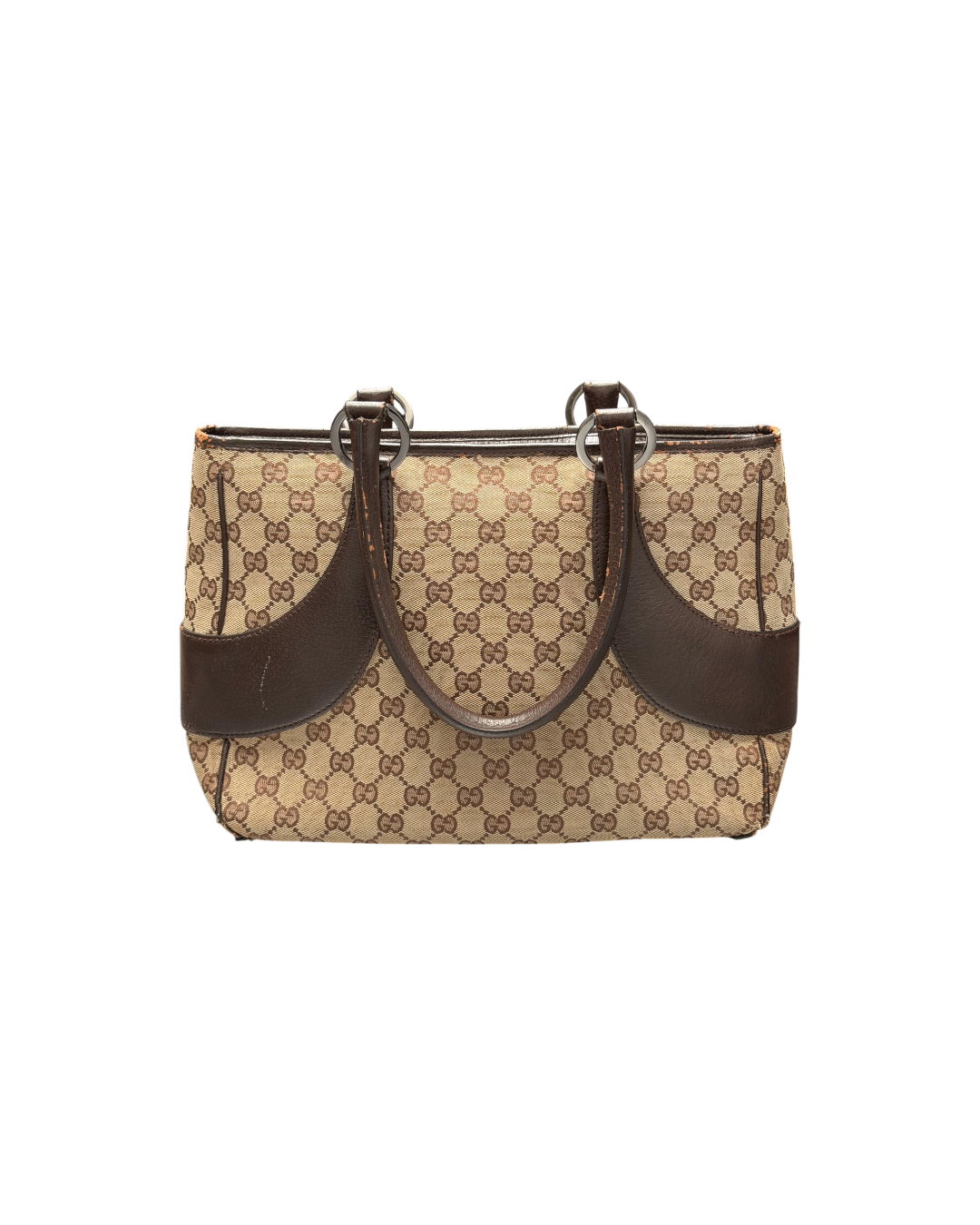 Gucci GG Canvas Tote Bag Neutrals Tote Beige Brown Leather