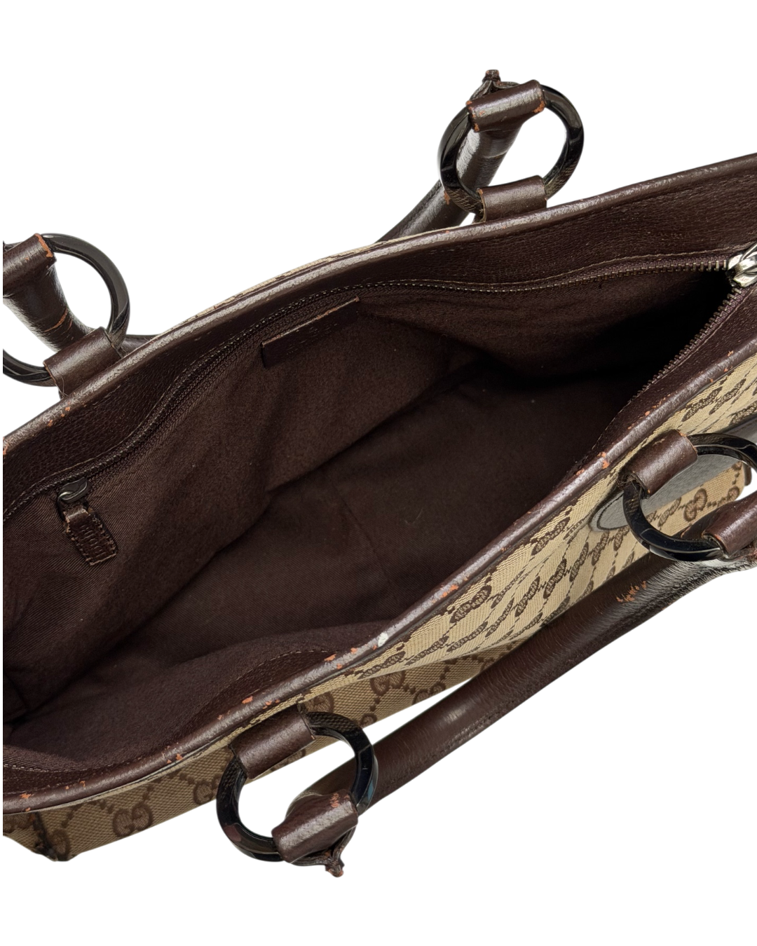 Gucci GG Canvas Tote Bag Neutrals Tote Beige Brown Leather