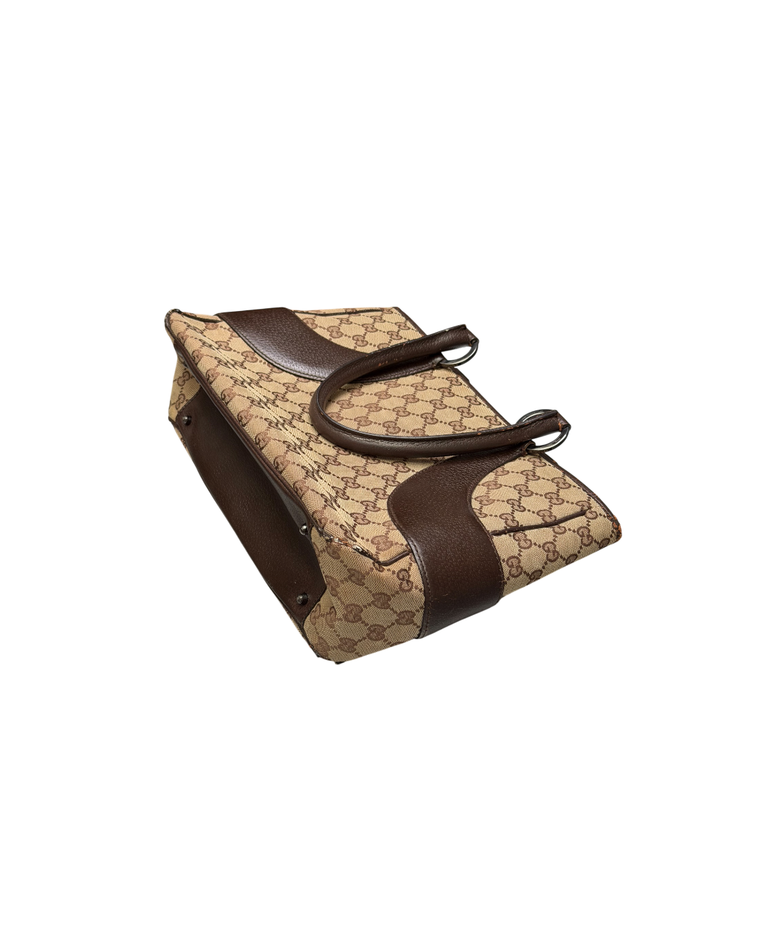 Gucci GG Canvas Tote Bag Neutrals Tote Beige Brown Leather