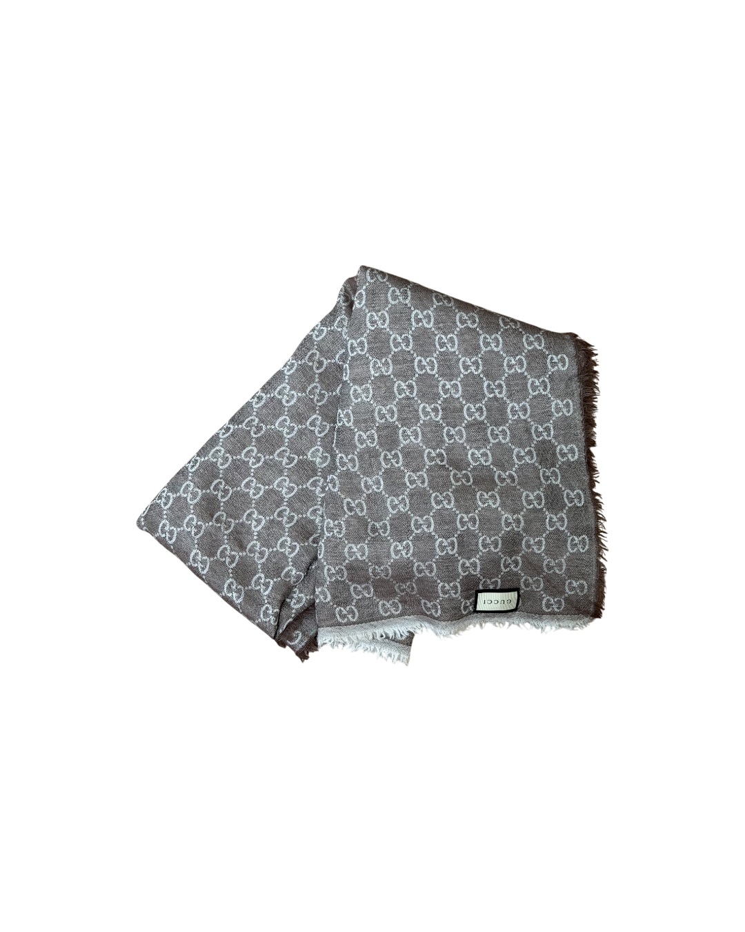 Gucci GG Jacquard Wool Scarf Brown Beige Monogram
