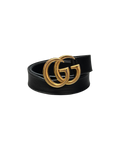 Gucci GG Marmont Belt Black Leather Shiny Gold Buckle