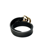 Gucci GG Marmont Belt Black Leather Shiny Gold Buckle