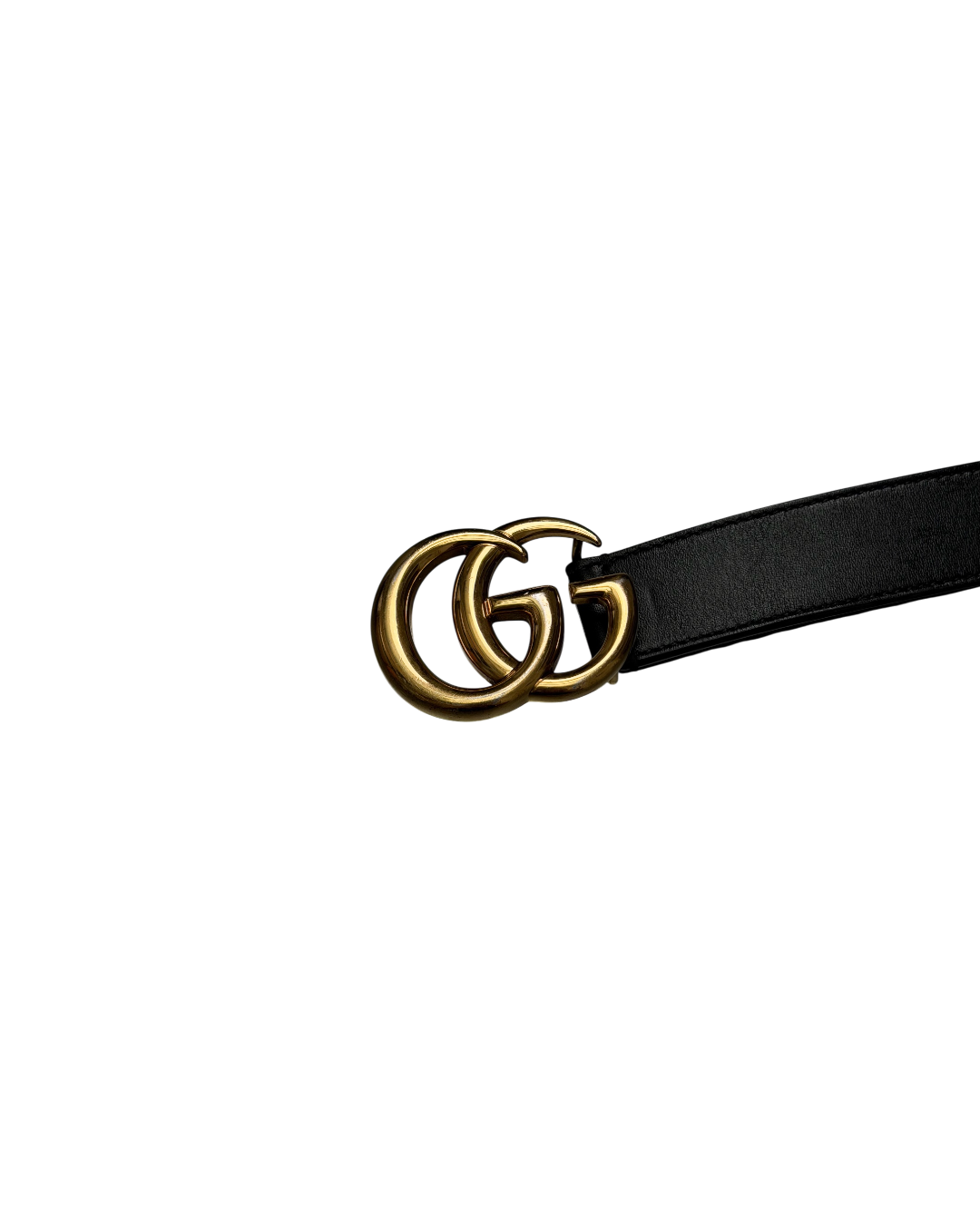 Gucci GG Marmont Belt Black Leather Shiny Gold Buckle