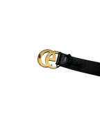 Gucci GG Marmont Belt Black Leather Shiny Gold Buckle