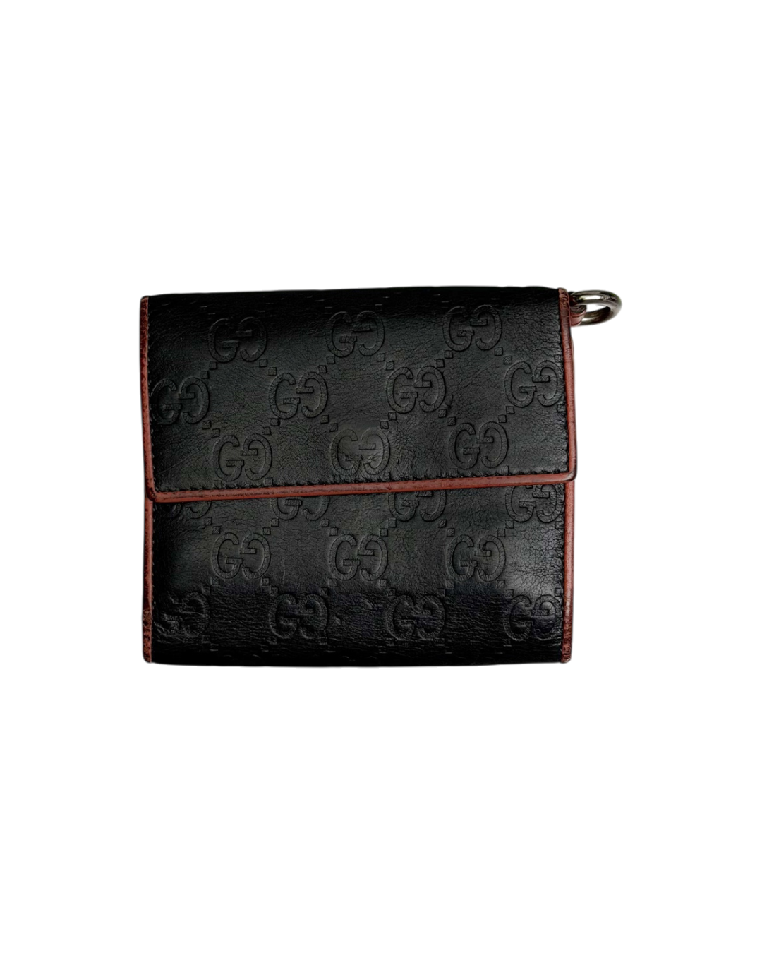 Gucci Guccissima Compact Wallet Black Orange