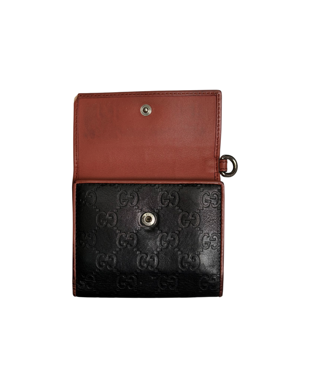 Gucci Guccissima Compact Wallet Black Orange