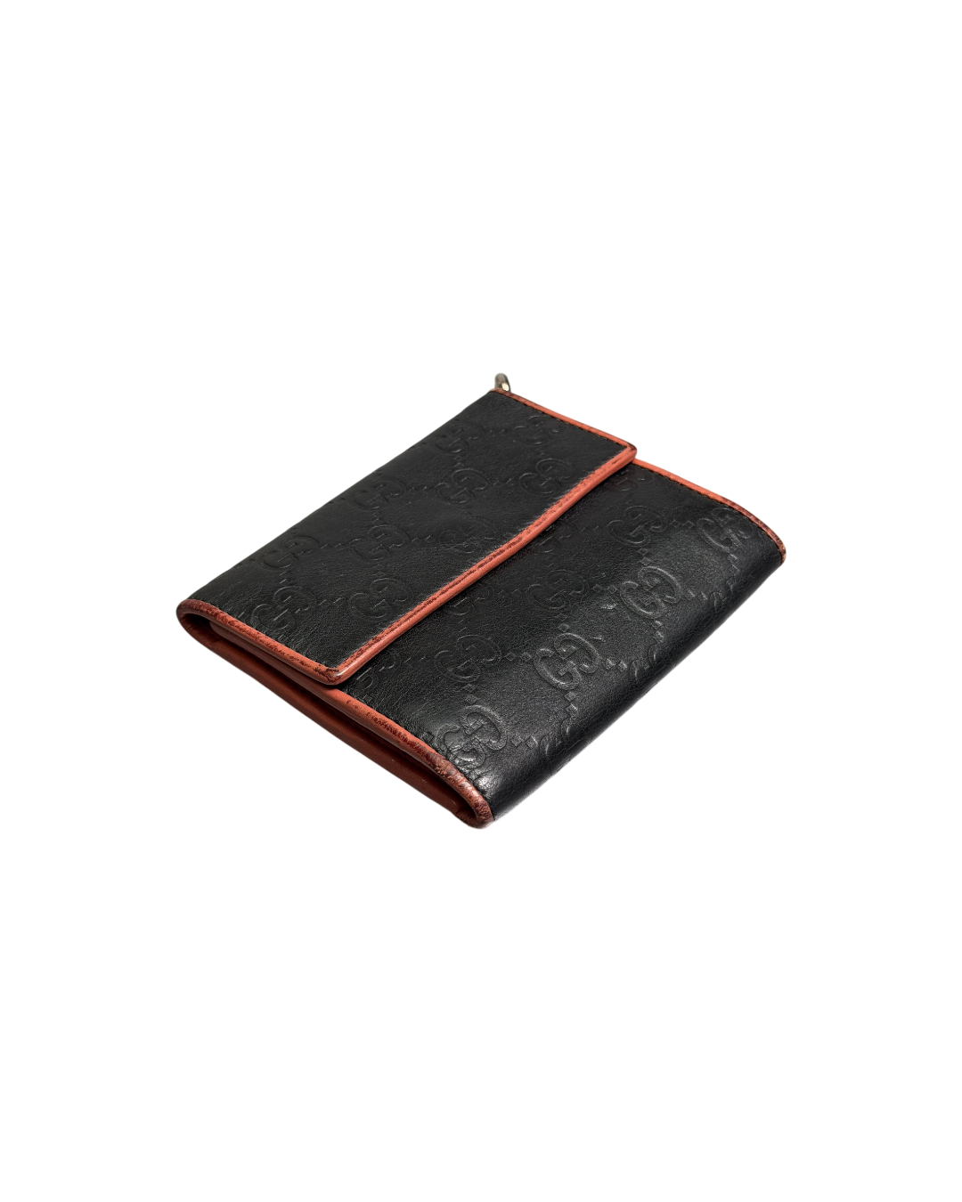Gucci Guccissima Compact Wallet Black Orange