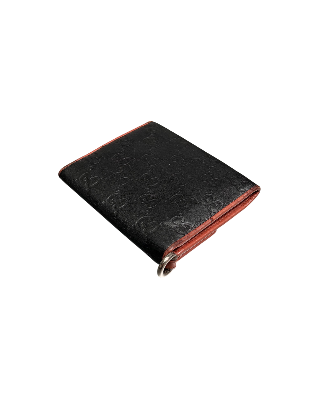 Gucci Guccissima Compact Wallet Black Orange