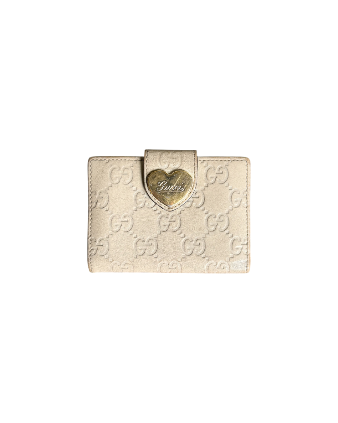 Gucci Heart Compact Wallet Cream