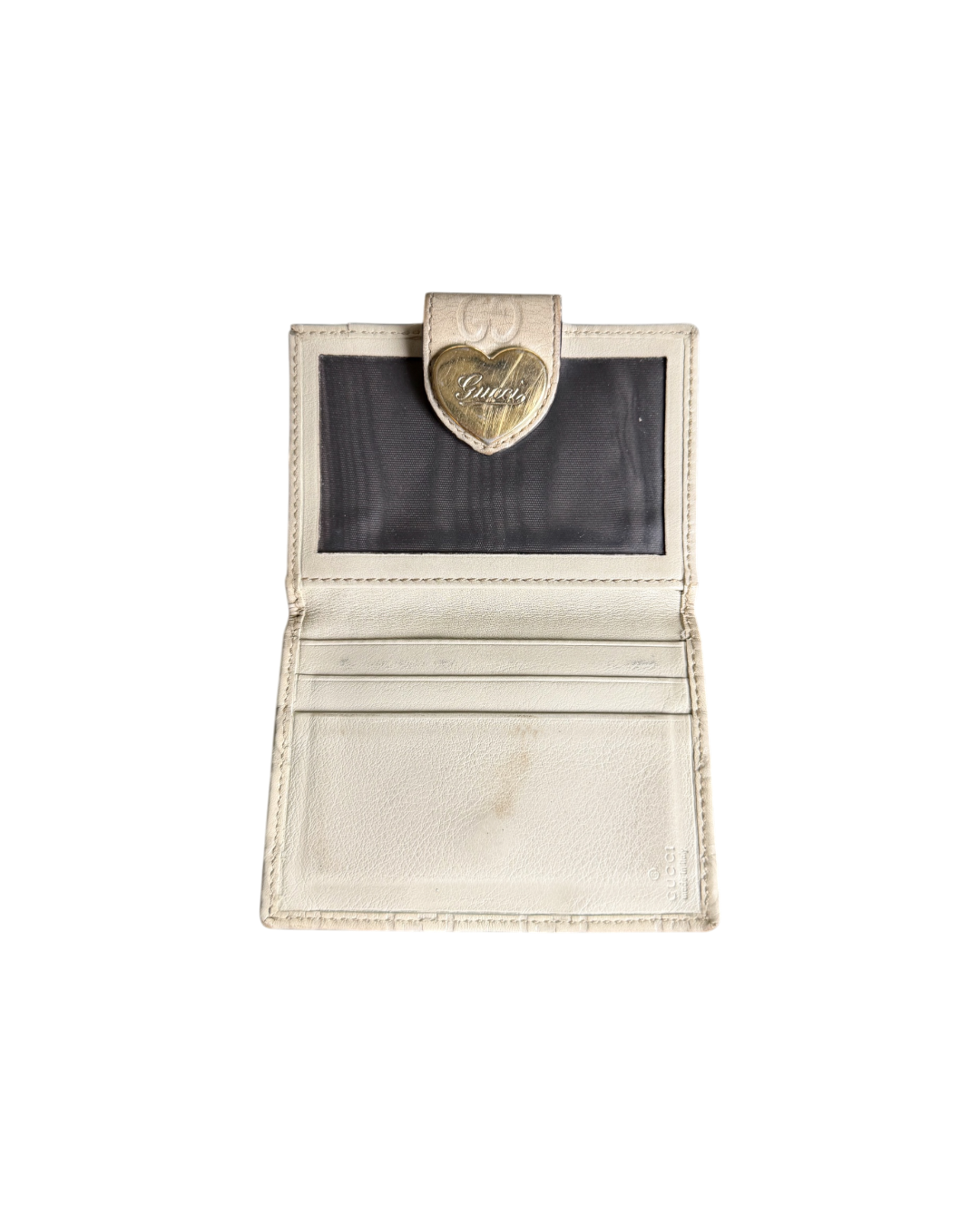 Gucci Heart Compact Wallet Cream