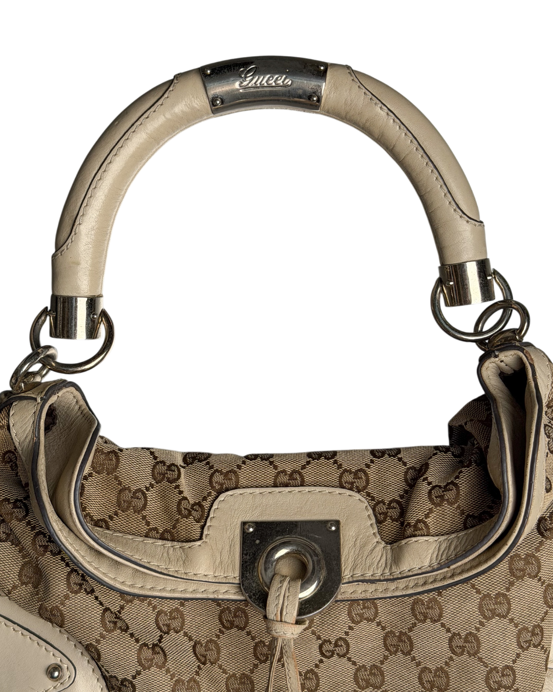 Gucci Indy Hobo Bag Beige Bambo Details