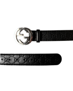 Gucci Interlocking G Belt Black Leather Monogram