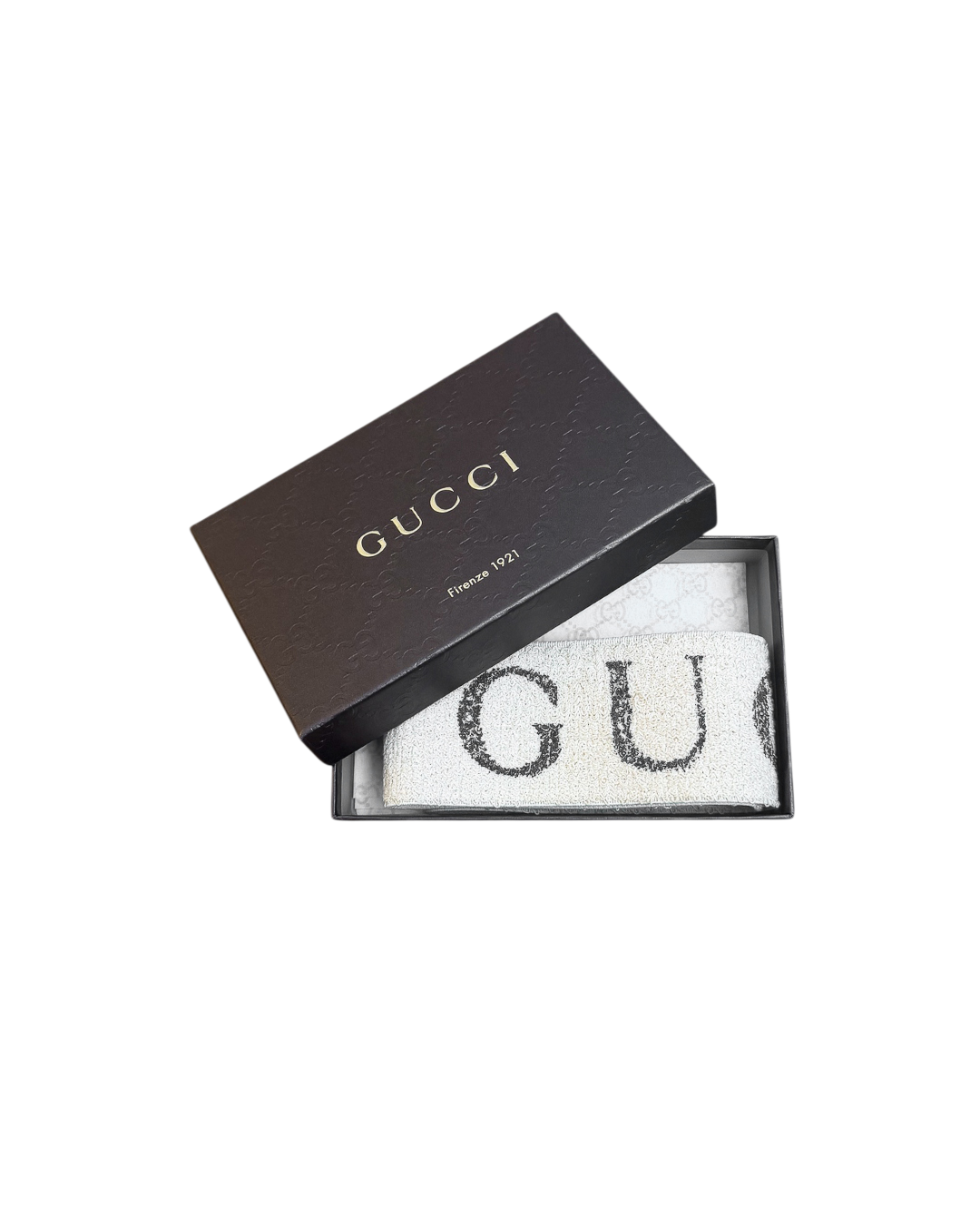 Gucci Logo Print Wide Headband Cream