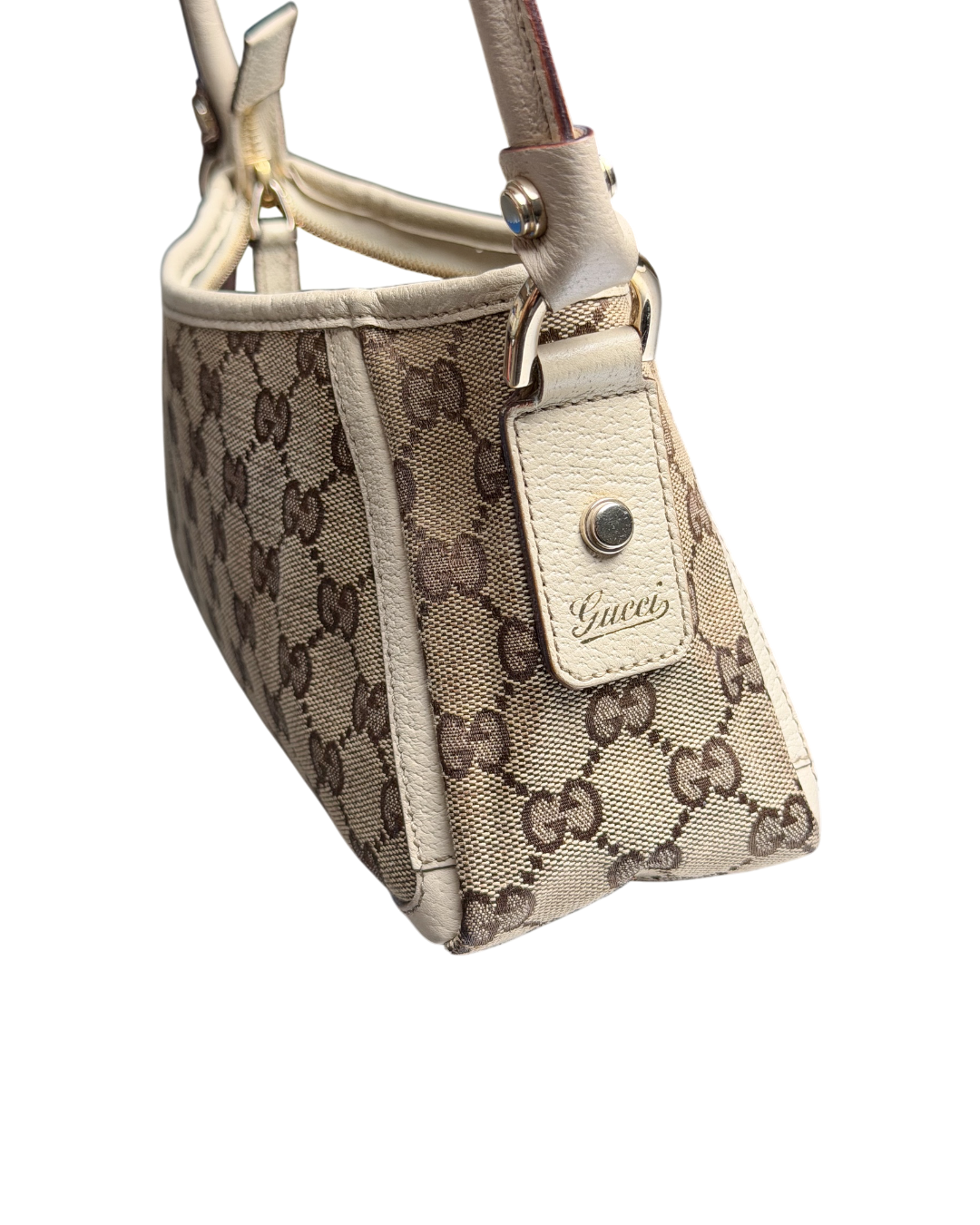 Gucci Small Abbey D-Ring Shoulder Bag Beige Canvas