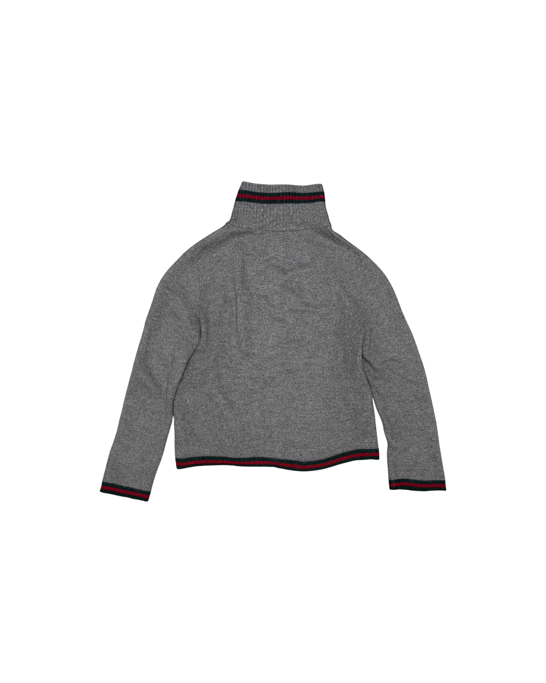 Gucci Wool Zip Up Cardigan Web Stripe Grey