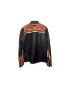 Harley Davidson Screaming Eagle Leather Motorcycle Jacket Brown Orange