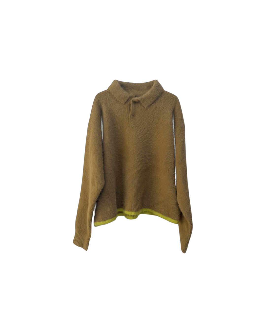 Jacquemus Le Polo Neve Sweater Fuzzy Wool Green khaki