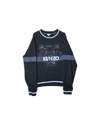 Kenzo Navy Blue Crewneck Embroidered Tiger Collar White