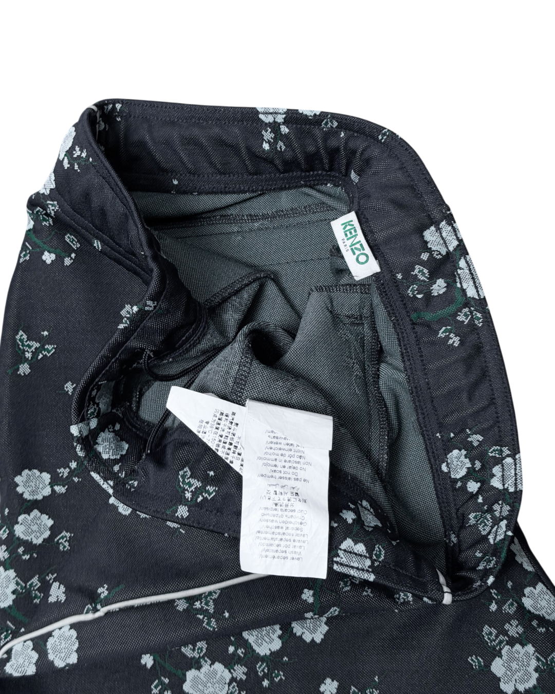 Kenzo Paris Navy Blue Floral Track Pants Side Stripe