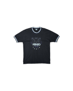 Kenzo Tiger Embroidered T-shirt Navy Striped Collar Cuff