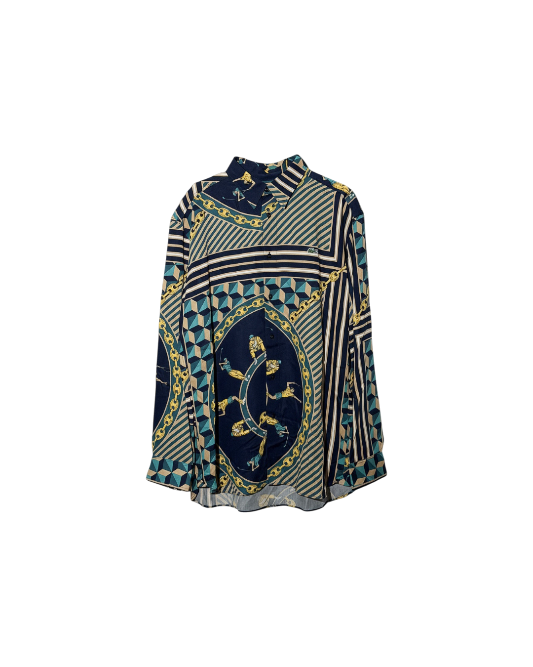 Lacoste Live Scarf Print Shirt Navy Gold